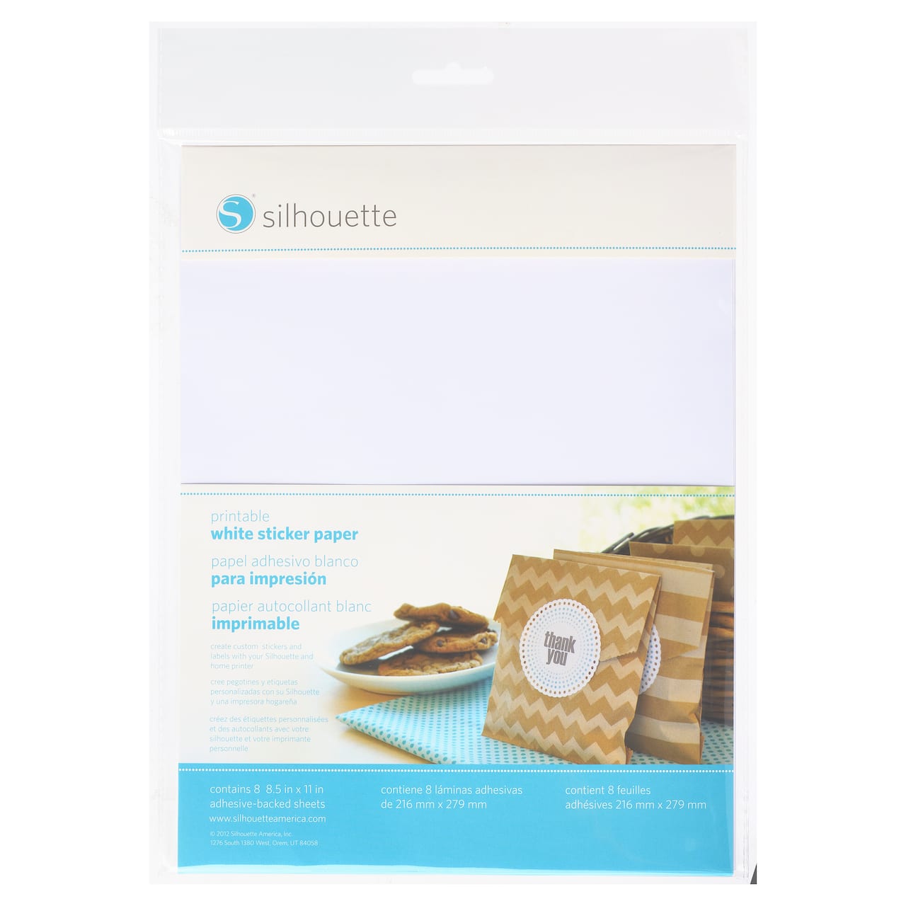 Papier autocollant blanc imprimable de Silhouette